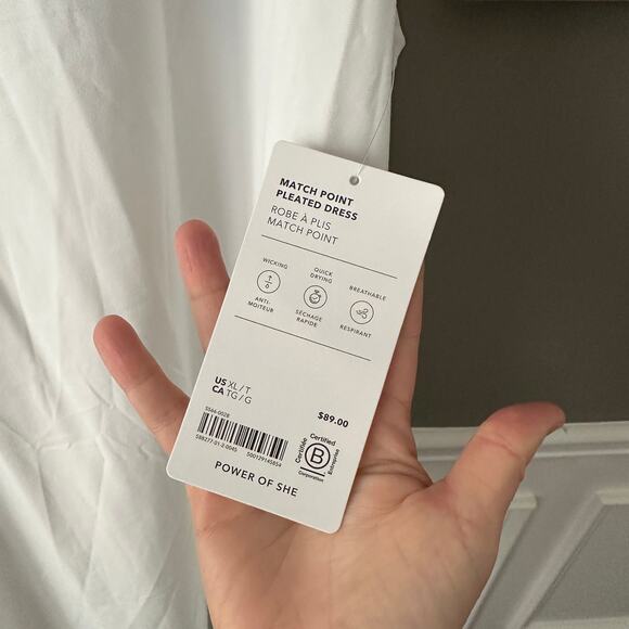 Athleta Match Point Pleated Dress White NWT XL - Picture 5 of 7